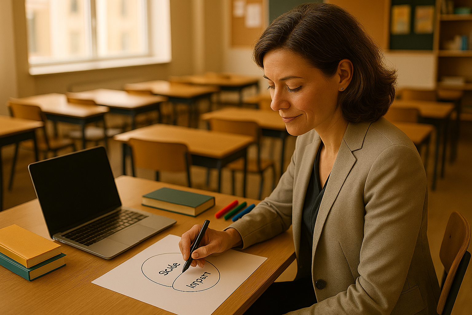 Teacher working on course content